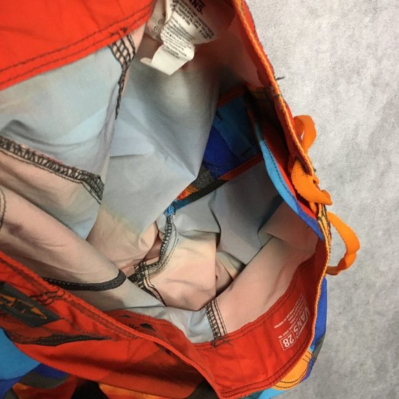 Vans Mens Swim Shorts size 28 The Era Stretch Red Blue Stripe‎ Lace Up Cargo - Picture 13 of 14